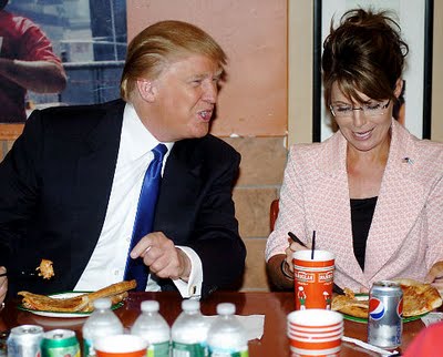 Donald trump sarah palin eating pizza